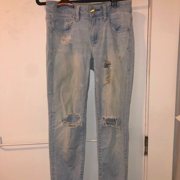 American Eagle Super Stretch Blue Washed Skinny Jeans - Picture 1 of 5